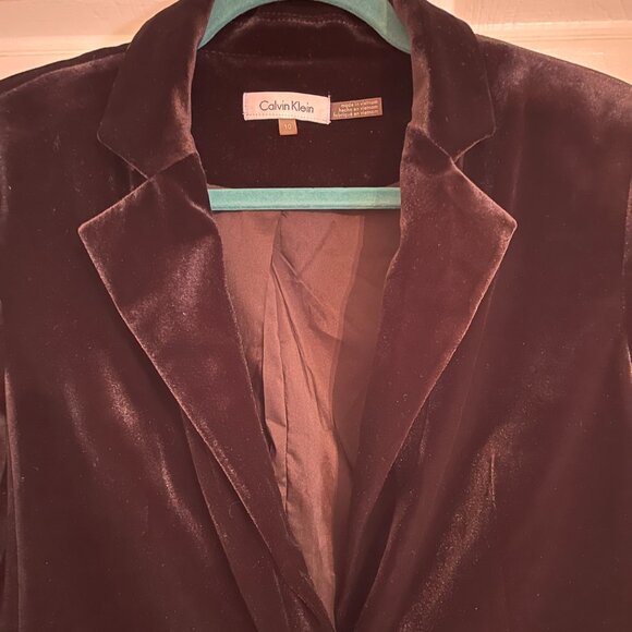 Black Soft Velvet Blazer Jacket Size 10 Calvin Klein - Picture 5 of 6